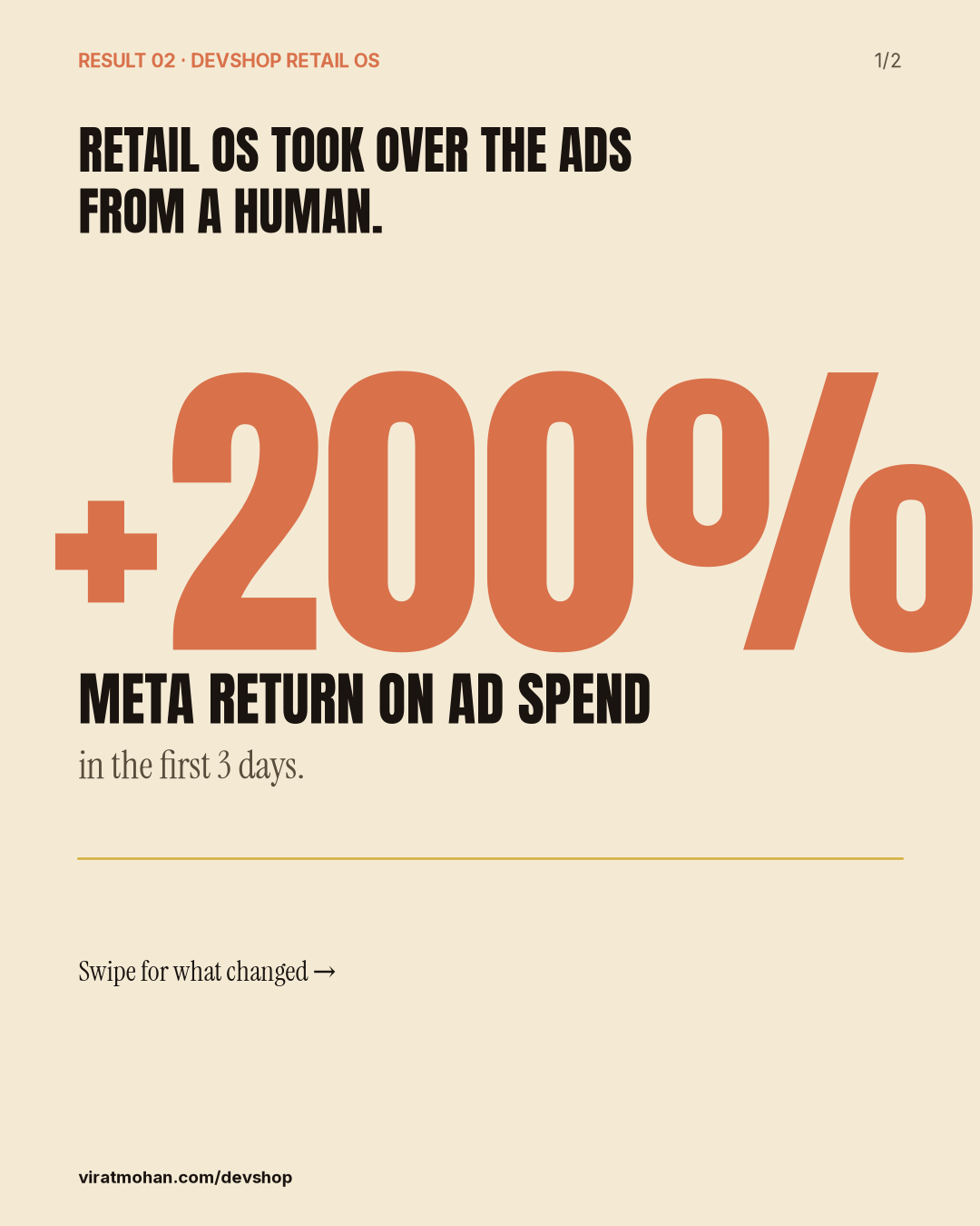 +200% Meta return on ad spend in the first 3 days.